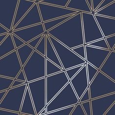 an abstract geometric pattern with lines and dots in gold on a dark blue background, suitable for wallpaper or fabric