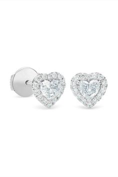 A gift to make them smile from ear to ear. #debeers #valentinesday #diamondearrings Heart Shaped Diamond Earrings, Aesthetic Collection, Sales Image, Holiday Gift Guide, Girls Best Friend, Cute Earrings, Festive Season