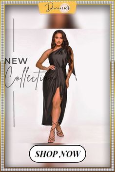 Sexy One Shoulder Sleeveless High Waist Party Dress Color Pick, 1 Million, Ankle Length, One Shoulder Dress, Dress Length, Sleeve Styles, Shoulder Dress, One Shoulder, Length Sleeve