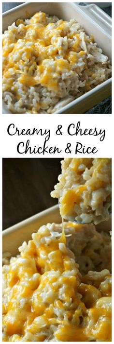 creamy and cheesy chicken and rice casserole is an easy dinner recipe