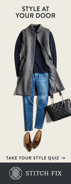 Refresh your wardrobe with a Personal Stylist. Tell us what you like and we’ll handpick 5 pieces tailored to your style, fit and budget. Keep what you love, send back the rest. Plus, free shipping and returns. Stitch Fix Inspiration, Fit Outfits, Outfits For Fall, Outfits Classy, Grey Vest, Bohol