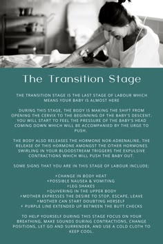 the transition stage poster with an image of a woman sitting in bed and looking down