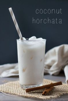 Coconut Horchata- tastes just like a rice pudding milkshake, with a hint of tropical coconut :) Pudding Milkshake, Dairy Free Milkshake, Vanilla Coconut, Rice Pudding, Smoothie Drinks, Cannoli, Non Alcoholic Drinks, Frappe