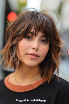 50 Shaggy Bob Hairstyles: Effortless Texture & Timeless Cool In 2024 - Latest & Trendy Nail Designs Bob With Balayage, Wispy Bangs Round Face, Short Messy Haircuts, Messy Bob Haircut, Red Balayage Hair, Shaggy Bob Hairstyles, Wavy Bob Haircuts, Trendy Nail Designs, Textured Layers