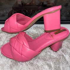 Pink Heel Mules Sandals. Size 5.5 Women’s. New Never Worn Without Box! Retail $160 Pink Leather Heels With Wrapped Heel, Pink Round Toe Mules With Padded Heel, Pink Mules With Padded Heel And Round Toe, Pink Almond Toe Leather Heels, Pink Block Heel Heels With Cushioned Footbed, Pink Leather Heels With Reinforced Heel, Pink Leather Mules With Block Heel, Pink Leather Heels With Low Heel, Pink Leather Sandals With Padded Heel