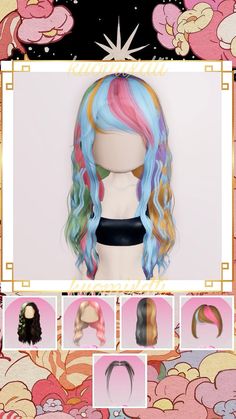 the wigs are all different colors and sizes, but there is no image to describe