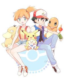 two people sitting next to each other with pokemon characters on them