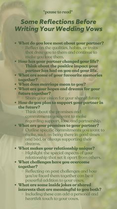 some reflections before writing your wedding vows - what do you love most about your partner?