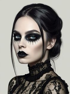 Black And White Makeup Looks, Joker Makeup Female, Gothic Portrait, Maquillage Goth, Voodoo Halloween, Goth Makeup Tutorial, Everyday Goth, Joker Joker, Halloweenský Makeup