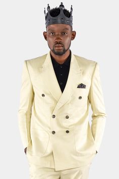 Embrace elegance this season with our Pale Spring Cream Double-Breasted Sports Blazer. This solid Blazer exudes sophistication and its impeccable design boasts a double-breasted closure and a sleek peak lapel, elevating your style to new heights. The soft cream hue adds a touch of refinement, perfect for formal occasions and stylish soirées. Elevate your sartorial game with this timeless ensemble. In addition to being constructed from Imported Superior Fabrics, French crown Blazers are built wit Jodhpuri Suits For Men, Latest African Men Fashion, River Bed, Suit Pant, Blazer Designs, African Men Fashion, Peak Lapel, Long Blazer, Blue Bedding