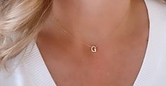 **Each piece in my shop, I personally create and photograph. (All photos are property of The Cord Gallery LLC) Thank you for supporting my small business. Tiny Gold Initial Necklace -  Gold Filled Now all Gold Filled! Add a personal touch to your accessories collection with this Dainty Gold Initial Necklace!  Features a 18k Gold Filled Mini Initial Letter. Each letter is 3D for added interest and texture and hangs seamlessly on your choice of Gold Filled Link or Gold Filled Box chain. These look great layered or as stand alone pieces.  Select your letter and chain length at checkout.  Necklace length choices: 15 inches 16 inches 18 inches 20 inches **Can't decide on a length? Purchase a 2-inch chain extender to add to your necklace for several sizing options. Gives several different looks Girlfriend Necklace Gift, Valentine Gifts Jewelry, Presents For Girlfriend, Letter Charm Necklace, Gold Initial Necklace, Dainty Initial Necklace, Initial Necklace Gold, Letter Charm, Necklace Minimalist