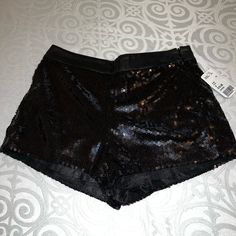 Beautiful Sparkling Shorts Trendy Sequined Shorts For Spring, Trendy Party Bottoms With Short Inseam, High Waist Sequin Shorts For Night Out, High-waist Sequined Shorts For Night Out, Trendy Short Sequined Bottoms, High-waisted Shorts For Night Out In Spring, Black Sequined Short Bottoms, Sequined High-waisted Shorts For Night Out, Trendy Black Sequined Bottoms