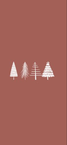 three trees on a red background with white lines in the middle and one tree at the bottom