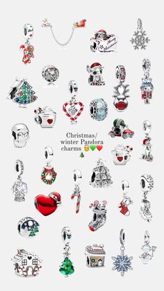 Themed charms for a Pandora bracelet Pandora Winter, Pandora Christmas Charms, Pandora Christmas