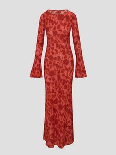 Crew Neck Floral Long Sleeve Maxi Dress | kollyy Chiffon Long Sleeve Maxi Dress, Long Sleeve Chiffon Maxi Dress, Floral Long Sleeve Maxi Dress, Red Longsleeve, Long Sleeve Floral Maxi Dress, Year 6, Flower Print Dress, Dress Inspo, Dinner Dress