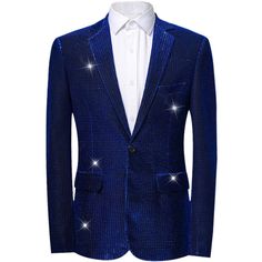 Shiny blazers are perfect for formal celebrations such as weddings, galas, fashion events or dinner events, adding an element of luxury to your outfit. Pair the blazers with dress pants and a button-down shirt for an elegant yet fashion look. Also a good gift for your father, friends, and husband. Long Sleeve Suits For Winter Party, Blue Tuxedo Blazer For Party, Royal Fitted Blazer For Party, Blue Long Sleeve Party Suit, Royal Blue Tuxedo Suit For Party, Blue Winter Evening Suits, Winter Evening Blue Suits, Long Sleeve Suits For Holiday Costume Party, Winter Party Blue Blazer