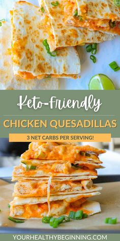 chicken quesadillas stacked on top of each other