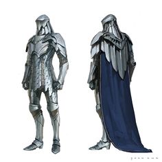 an image of two knights in armor standing side by side on a white background, one wearing a blue cape and the other wears a silver suit