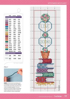 a cross stitch pattern with the words book on it