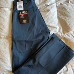 Dickies Pants, Size 31, Perfect Condition Fitted Blue Pants With Hip Pockets, Mid-rise Blue Pants With Hip Pockets, Mid-rise Blue Pants With Belt Loops, Blue Mid-rise Pants With Hip Pockets, Blue Mid-rise Pants With Belt Loops, Blue Work Pants With Pockets For Spring, Stretch Blue Bottoms With Belt Loops, Blue Mid-rise Bottoms With Welt Pockets, Blue Full-length Bottoms With Belt Loops