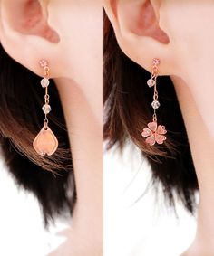 Beautiful Pink Water Drops And Cherry Blossoms Crystal Asymmetrical Design Drop EarringsMade of fine Crystal.Measurement: 3.8cm/1.482" * 1.1cm/0.429". Matches easily with daily hairstyle, dresses & Shirts Spring Rose Gold Drop Earrings, Rose Gold Drop Earrings For Spring, Pink Water, Daily Hairstyles, Asymmetrical Design, Water Drops, Cherry Blossoms, Cherry Blossom, Blossom