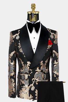 Luxury Traditional Black Tuxedo, Luxury Semi-formal Custom Fit Tuxedo, Luxury Embellished Tuxedo For Semi-formal Events, Anime Suits, Luxury Black Semi-formal Tuxedo, Luxury Gold Semi-formal Tuxedo, Great Gatsby Outfit, Tuxedo Prom, Mens Tux