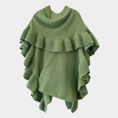 Size : 34" X 30" Material : 100% Polyester One Size Winter Poncho In Solid Color, One Size Winter Poncho, Winter Poncho In One Size, Green Casual Shawl For Fall, Casual Green Shawl For Fall, One Size Cape Top For Winter, Green One Size Winter Poncho, Green One-size Winter Poncho, Casual Green Winter Shawl