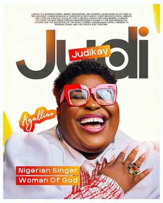 a magazine cover with a woman wearing glasses on the front and an ad for judi