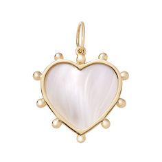 This pendant marries two of our favorite things: Mother of Pearl and hearts. 14k Yellow Gold1.88ct Mother of PearlSIZE: 21x21mm Add this charm to a chain you own, or choose from our 16 inch Thin Helix, Thick Helix or Paperclip Chain! Pearl Heart, Forever Jewelry, Back Jewelry, Stationery Accessories, Pearl Charms, Gift Card Sale, Body Jewellery, Pearl Size, Helix