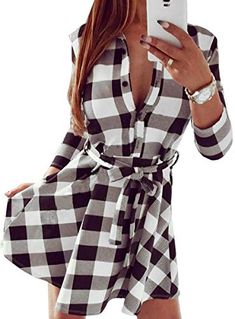 Casual Plaid Shirt, Tunic Pattern, Plaid Dress Shirt, Belted Shirt Dress, Dress Shirt Sleeves, Vestidos Vintage, Vestido Casual, Spring Summer Dress, Mini Shirt Dress