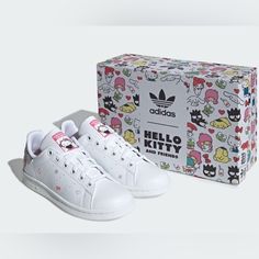 Brand New Big Kids Size+1.5=Womens Size Cute Flat Sneakers With Rubber Sole, Cute Sneakers With Rubber Sole, Hello Kitty Sneakers, Adidas Originals Shoes, Adidas Shoes Originals, Grade School, School Shoes, Shoes Casual, Adidas Shoes