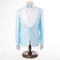 Spring Formal Fitted Three-piece Suit, Elegant Fitted Spring Tuxedo, Spring Fitted Tuxedo For Formal Occasions, Spring Formal Fitted Tuxedo, Luxury Spring Wedding Suits, Elegant Fitted Blue Tuxedo, Elegant Blue Fitted Tuxedo, Blue Tuxedo Blazer For Ceremonies, Blue Tuxedo Style Blazer For Ceremonies