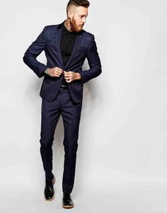 Image 1 of ASOS Slim Suit in Navy Tonic Mens Fashion Suits Formal, Suits Men Slim, Mens Casual Suits, Mens Fashion Illustration, Suits Men, Slim Suit, Mens Fashion Smart, Prom Suits, Mens Fashion Fall