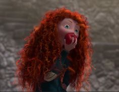 an animated doll with red hair and big eyes