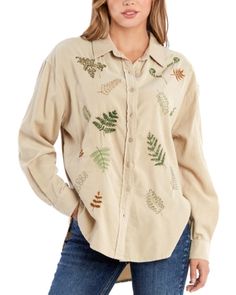 Billy T Leaf Embroidered Shirt Billy T, Embroidered Leaves, Embroidered Shirt, Toffee, Fitness Models, Pick Up, In Store, Buy Online, Relaxed Fit