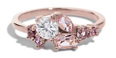 Custom Morganite, Spinel, and Heirloom Diamond Cluster Ring by Bario Neal Cluster Rings, Pretty Rings, Diamond Cluster Ring, Diamond Set, Diamond Cluster, Cluster Ring, Morganite, Boho Jewelry, Ring Verlobung