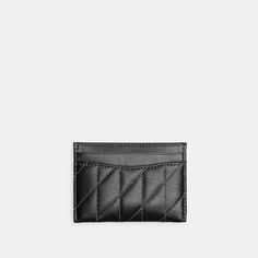 Crafted of quilted plush ultra-soft leather detailed with our Signature hardware this case has four card slots and a center compartment to hold more cards or cash. Slip it in your pocket or stash inside your bag. | Coach Essential Card Case With Pillow Quilting - Women's - Pewter/black Luxury Black Quilted Wallets, Elegant Quilted Leather Wallet, Elegant Quilted Rectangular Wallet, Coach Bifold Card Holder With Card Slots, Classic Coach Rectangular Card Holder, Luxury Coach Wallets With Card Slots, Formal Coach Rectangular Card Holder, Classic Coach Card Holder For Everyday Use, Modern Coach Card Holder With Card Slots