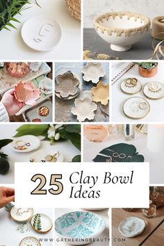 the 25 clay bowl ideas are featured in this collage