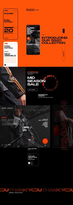 an orange and black business card design