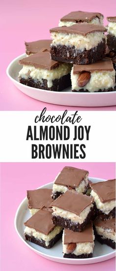 chocolate almond joy brownies on a plate