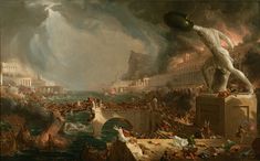 an oil painting depicting the destruction of the roman empire