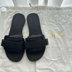 Brand New No Box Comes With Dust Bag Christian Dior Dway Slides Outfit, Black Dior Sandals, Christian Dior Slides, Dior Dioract Sandal, Black Christian Dior Slides, Dior Slides, Christian Dior Slippers Cheep 80$, Shoes Brand, Dior Shoes