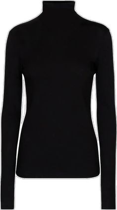 Black Fine Knit High Neck Top, Fine Knit Long Sleeve Mock Neck Top For Layering, Chic Black Fine Knit Turtleneck, Black Fine Knit Funnel Neck Top, Classic Long Sleeve Cotton Turtleneck, Classic Cotton Long Sleeve Turtleneck, Black Long Sleeve Mock Neck Top For Layering, Black Mock Neck Top With Long Sleeves For Layering, Fitted Cotton Long Sleeve Turtleneck