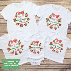 Berry First Birthday Family Shirts Strawberry 1st Birthday Outfit Strawberry Birthday Mommy and Me Shirts Berry Matching Family Tees Our shirts offer 100% customization. Add any family member and any text you desire. Simply send us a message or leave your specifications in the personalization box. We'll bring your vision to life! SHIRT DETAILS Experience comfort and style with our exceptional cotton shirt. Crafted from 100% soft cotton fibers (fiber content may vary for different colors), this s Sweet Cotton T-shirt For First Birthday, Cute Red Tops For First Birthday, Cute Red Top For First Birthday, Red Cotton T-shirt For First Birthday, Red Cotton Top For First Birthday, One Strawberry Birthday, First Birthday Girl Outfit, One Strawberry, Fruit Birthday Party