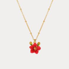 Begonia Flower Necklace Floral Jewelry For Celebrations, Red Flower-shaped Festive Jewelry, Red Flower Shaped Festive Jewelry, Red Necklace With Flower Charm Pendant, Elegant Red Jewelry With Flower Decoration, Elegant Red Flower Necklace, Dainty Red Flower Necklace, Elegant Red Flower Necklace With Charm, Elegant Red Flower Charm Necklace