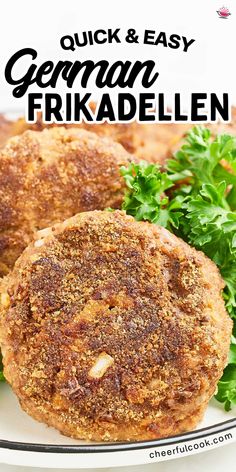 Closeup of Frikadellen on a white plate. German Meatballs, German Meat, Meat Patties, Oktoberfest Food, German Potatoes, Hungarian Recipes