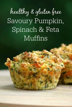 healthy and gluten free savory pumpkin, spinach & feta muffins