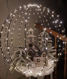 a christmas decoration with lights around it