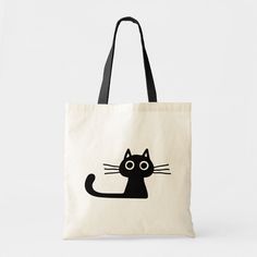 Curious Black Kitty Cat Kitten Fun Animal Art Tote Bag Black Rectangular Bag With Cat Design, Trendy Black Bag With Cat Design, Trendy Black Bag With Cat Print, Black Rectangular Bag With Cat Print, Black Everyday Bags With Cat Print, Everyday Black Bag With Cat Print, Black Everyday Bag With Cat Print, Black Cat Design Tote Bag, Black Tote Bag With Cat Design