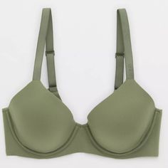 Brand New Without Original Paper Tags, Still Has Ribbon Tag Attached To Bra Strap! *Inside Aerie Logo Is Crossed Out With Marker* Sold As Is! Color: Olive Fun (Lighter Dark Green) #1 Bestseller! Buttery Smooth, Light As Air & Barely There Bras. Make Your Match! Our Most Comfortable & Smoothing First Layers Flexible Wire Made For Movement & Comfort Our Floating Cups Adjust As You Need It Wide, Adjustable Straps With Silicone Logo Exclusively Ours! Aerie's Patent-Pending Smoothing Wing Is Uniquely Floating Cups, Aerie Bras, 24th Birthday, Bra Strap, Paper Tags, Bra Straps, Women's Intimates, Light In The Dark, Dark Green